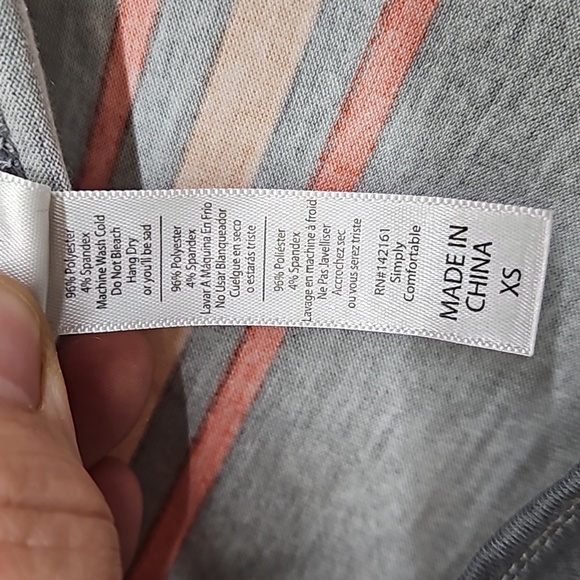 LulaRoe, Sz XS, Grey, Orange Stripes, Swing Style, Polyester, Stretch - Picture 8 of 9